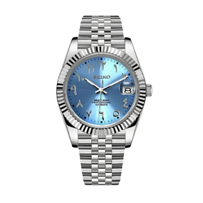 Seikojust Ice Blue Arabic Seiko mod watch | Velanti Milano