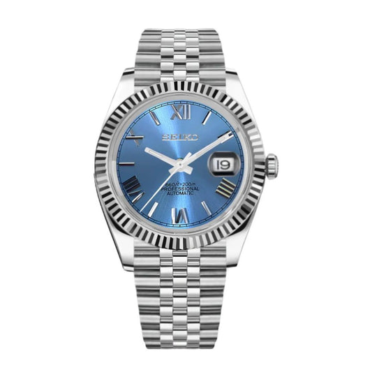Seikojust Ice Blue Roman Seiko mod watch | Velanti Milano