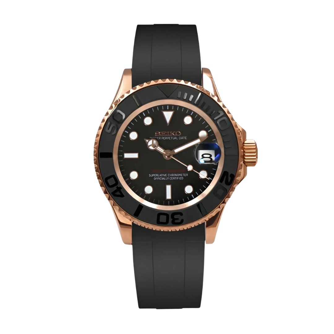 Seikomariner Rose Gold Black Seiko mod watch | Velanti Milano