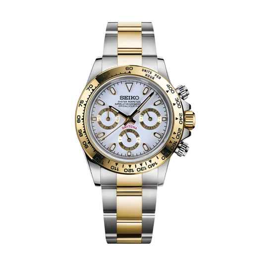 Seitona Silver Gold White Seiko mod watch | Velanti Milano