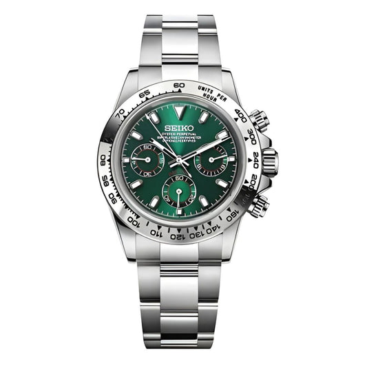 Seitona Silver Green Seiko mod watch | Velanti Milano