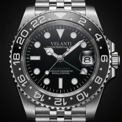 GMT-style mod watch Black Bruce Wayne Velanti Milano GMTvel product photo 2