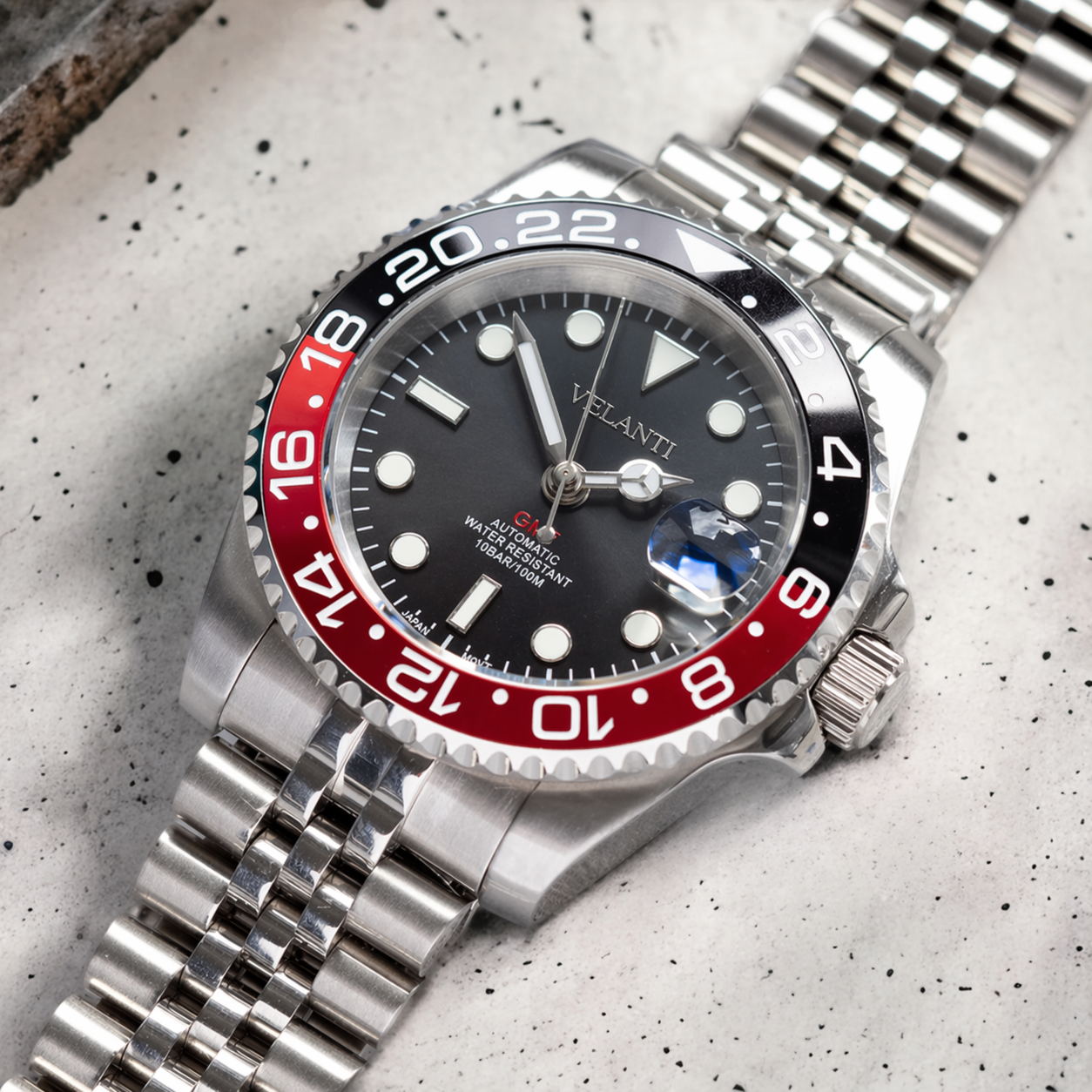 GMT-style mod watch Black Coke Velanti Milano GMTvel product photo 3