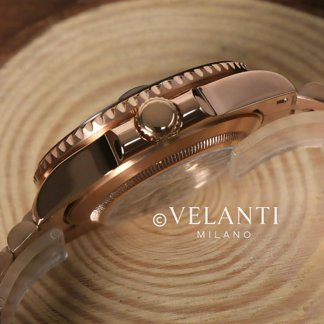 GMT-style mod watch Rose Gold Rootbeer Velanti Milano GMTvel product photo 4