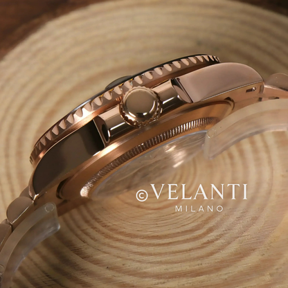 GMT-style mod watch Rose Gold Rootbeer Velanti Milano GMTvel product photo 4
