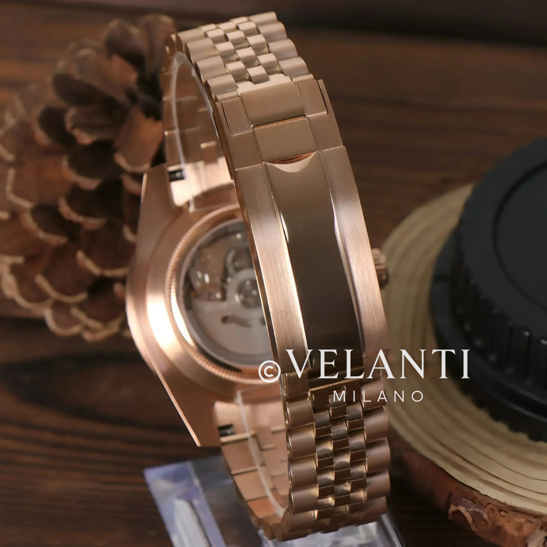 GMT-style mod watch Rose Gold Rootbeer Velanti Milano GMTvel product photo 5