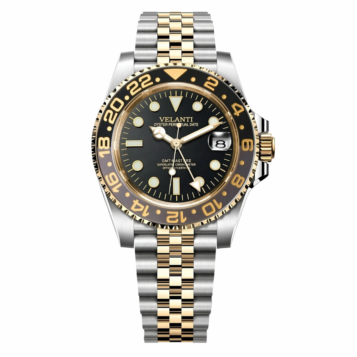 GMT-style mod watch Silver / Gold Velanti Milano GMTvel main product photo