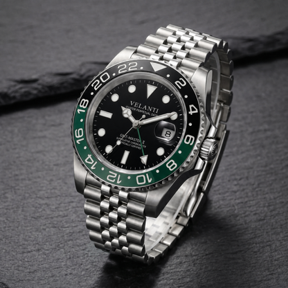 GMT-style custom automatic watch, Velanti Milano Gmtvel Sprite, bracelet detail photo