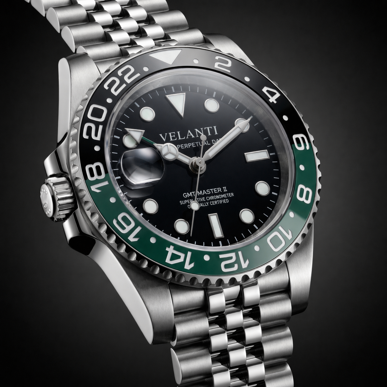 GMT-style mod watch Black Sprite Velanti Milano GMTvel product photo 2