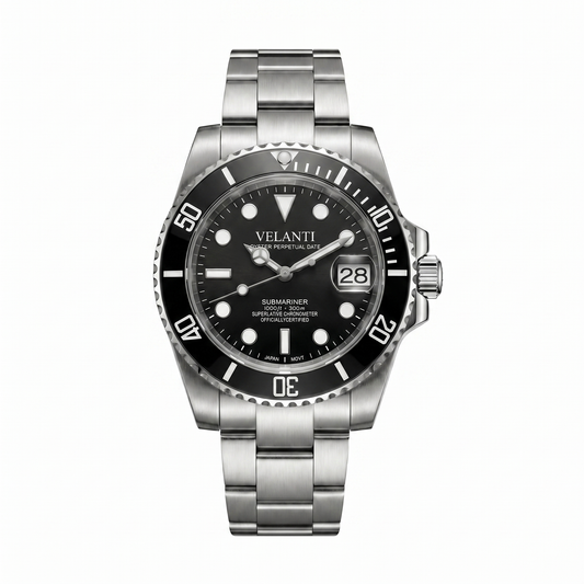 Submariner-style mod watch Black Velanti Milano Velmariner main product photo