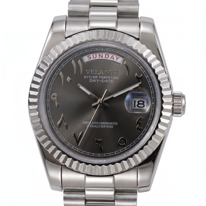 Velanti Milano Datejust Daydate Arabic Deep Grey — luxury automatic watch