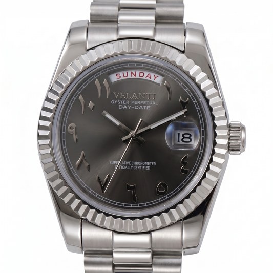 Velanti Milano Datejust Daydate Arabic Deep Grey — luxury automatic watch