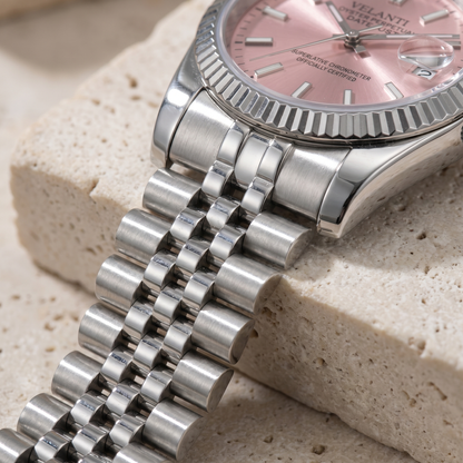Datejust-style custom mod watch, Velanti Milano Veljust Pink, product photo 3