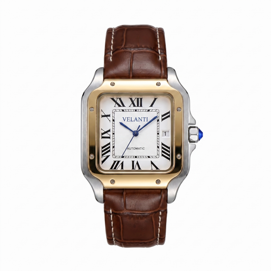Santos-style mod watch White Brown Velanti Milano Santvel main product photo