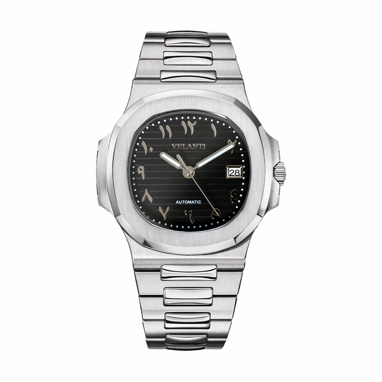 Nautilus-style mod watch Black Arabic Velanti Milano Nautvel main product photo