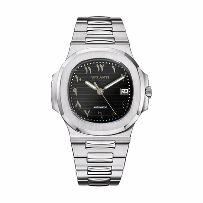 Nautilus-style mod watch Black Arabic Velanti Milano Nautvel main product photo