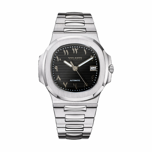 Nautilus-style mod watch Black Arabic Velanti Milano Nautvel main product photo