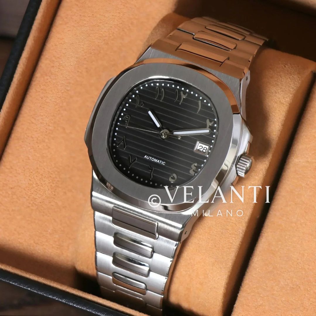 Nautilus-style mod watch Black Arabic Velanti Milano Nautvel product photo 3