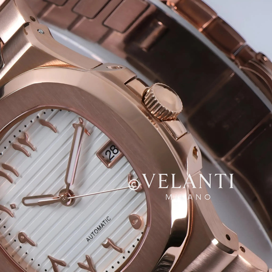 Nautvel Arabic Rose Gold White mod watch | Velanti Milano