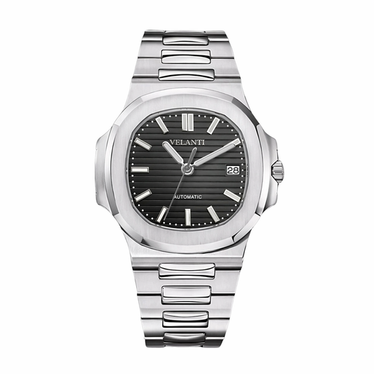 Nautilus-style mod watch Black Velanti Milano Nautvel main product photo