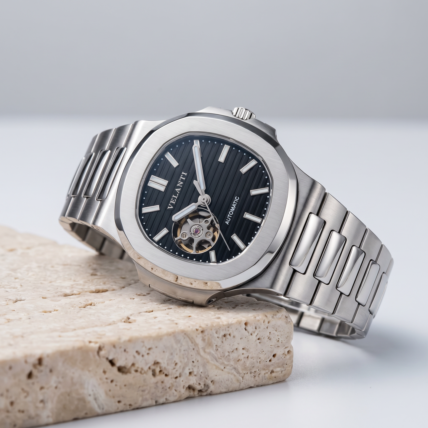 Nautilus-style mod watch Black Open Movement Velanti Milano Nautvel product photo 2