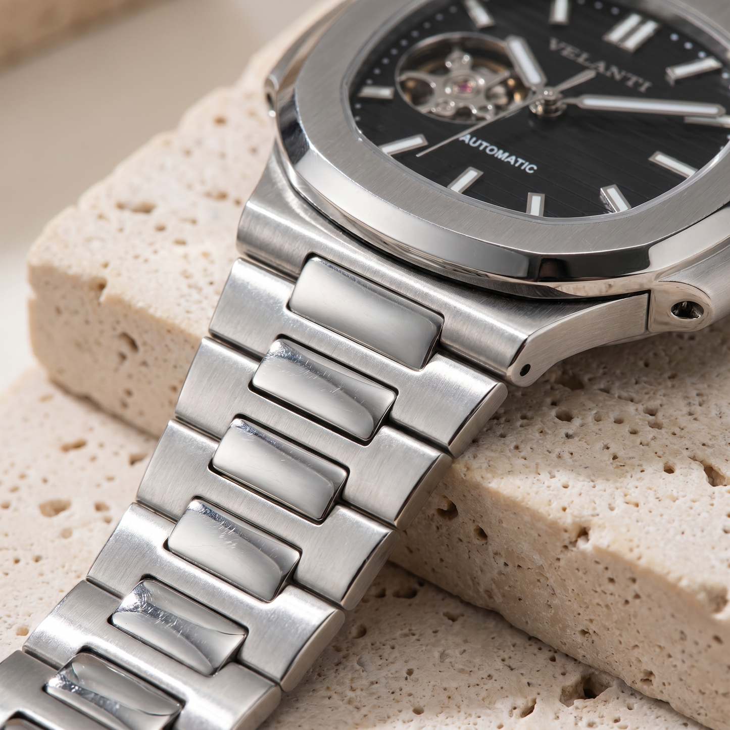 Nautilus-style mod watch Black Open Movement Velanti Milano Nautvel product photo 4