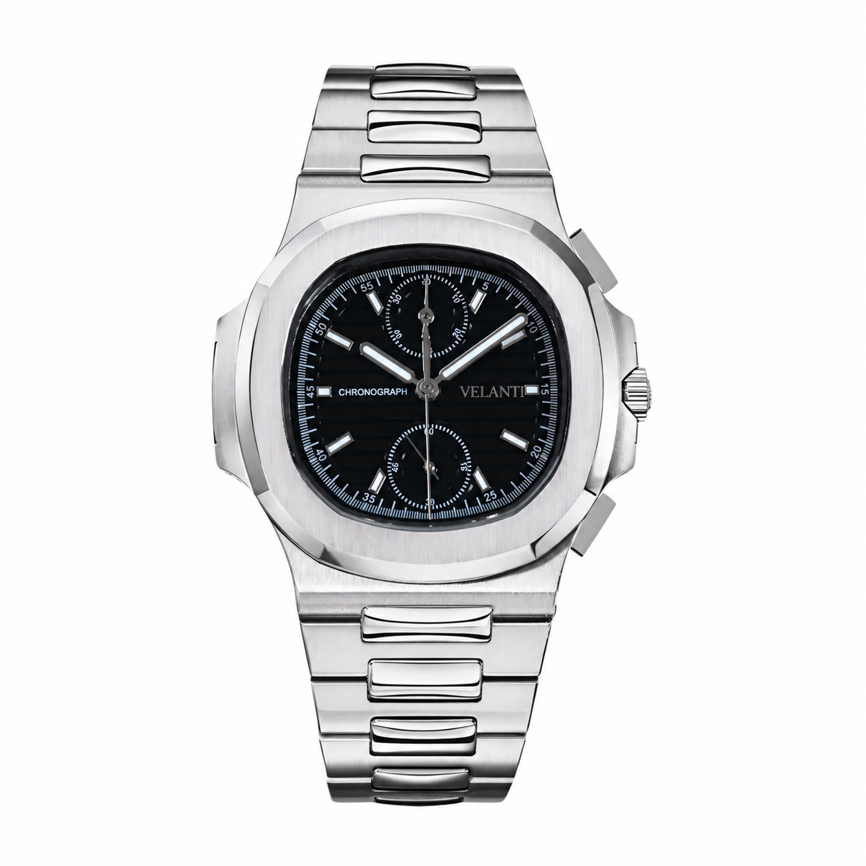 Nautilus-style mod watch Black Chrono Velanti Milano Nautvel main product photo