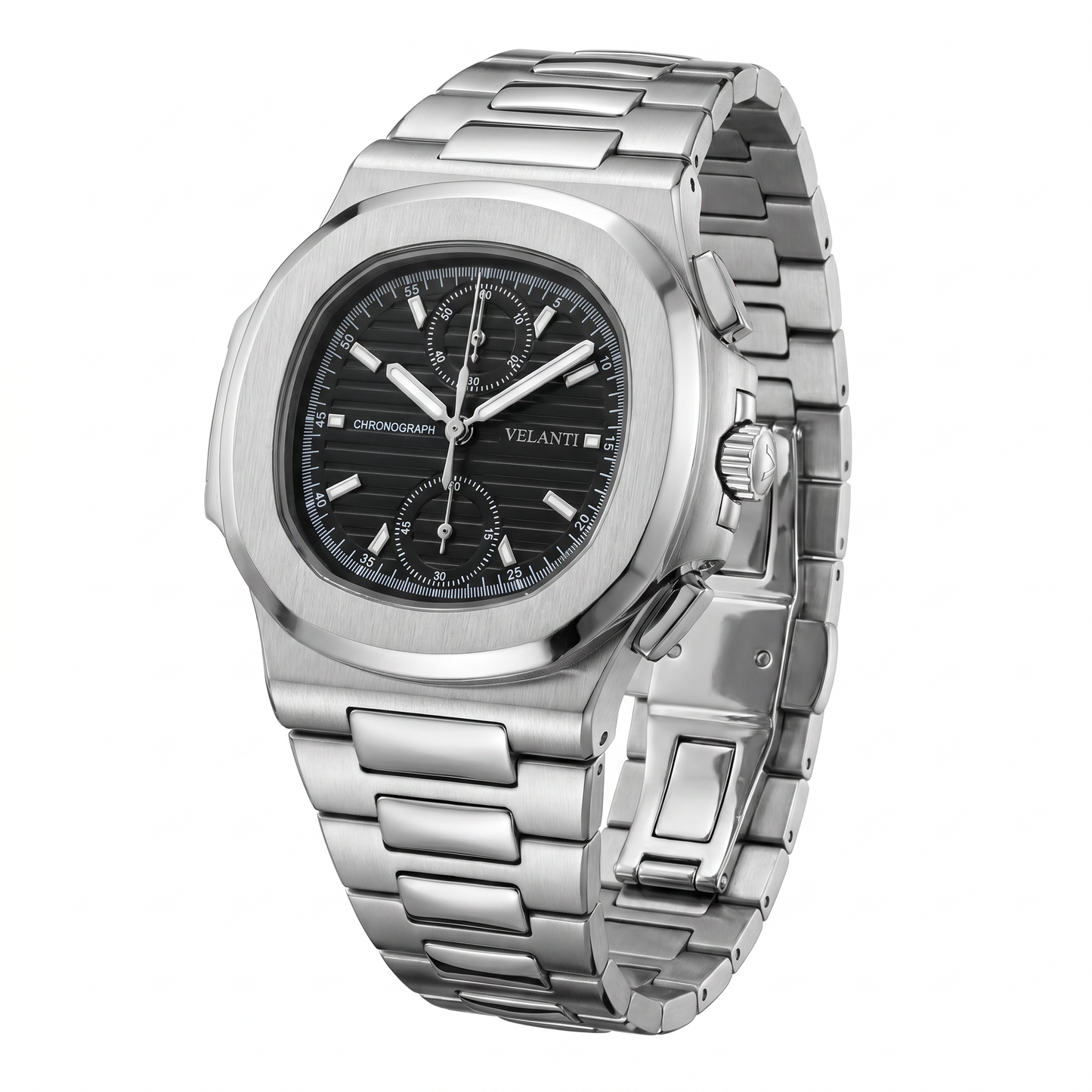Nautilus-style mod watch Black Chrono Velanti Milano Nautvel product photo 6