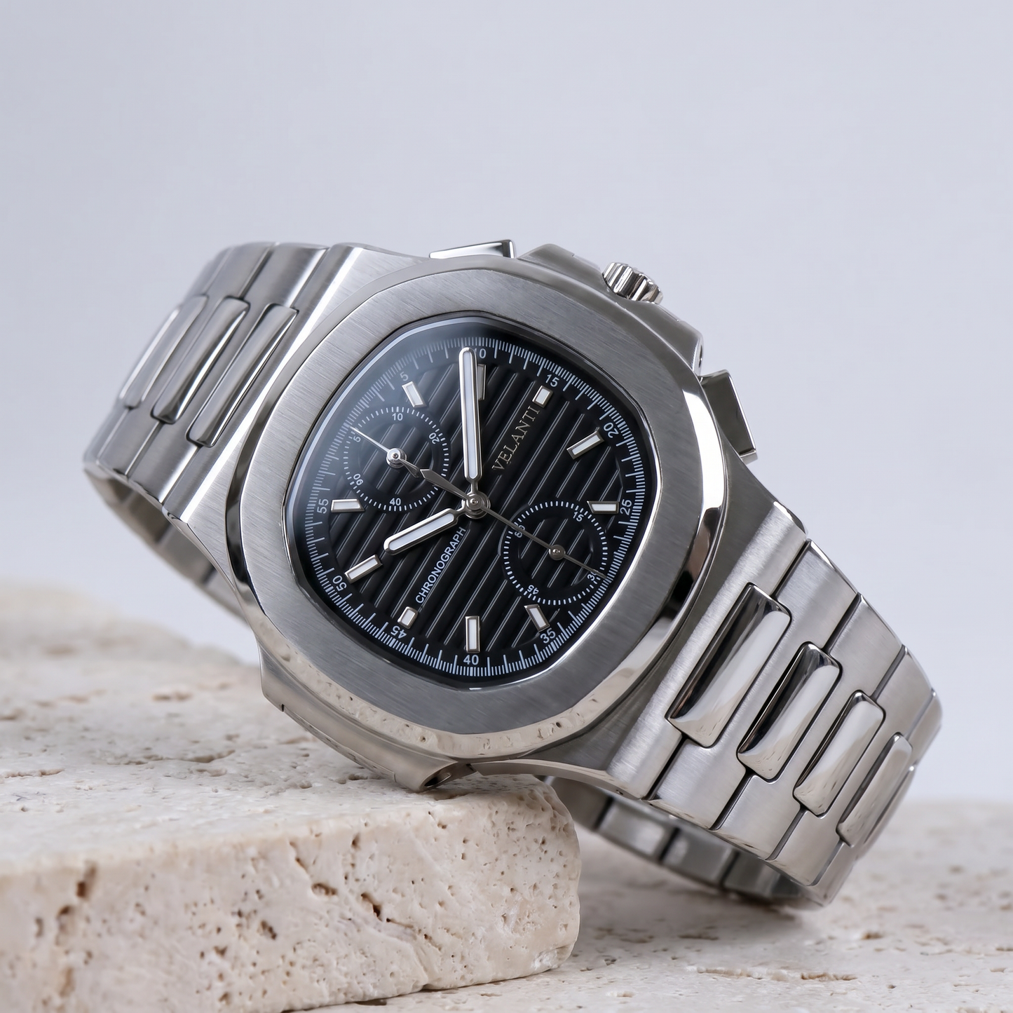 Nautilus-style mod watch Black Chrono Velanti Milano Nautvel product photo 2
