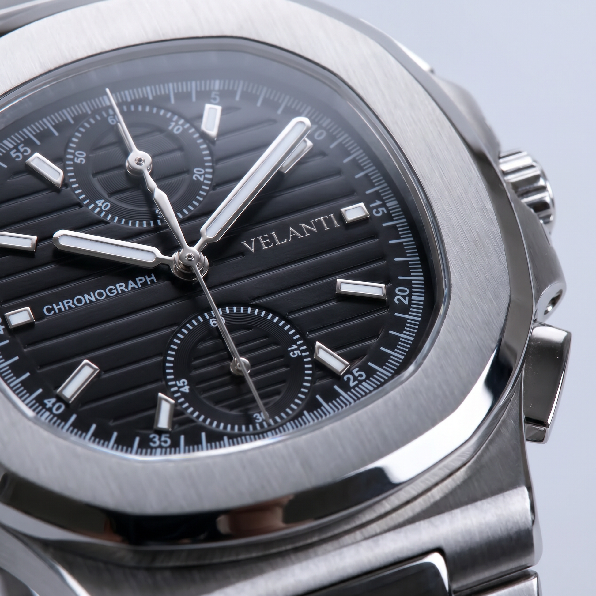 Nautilus-style mod watch Black Chrono Velanti Milano Nautvel product photo 3