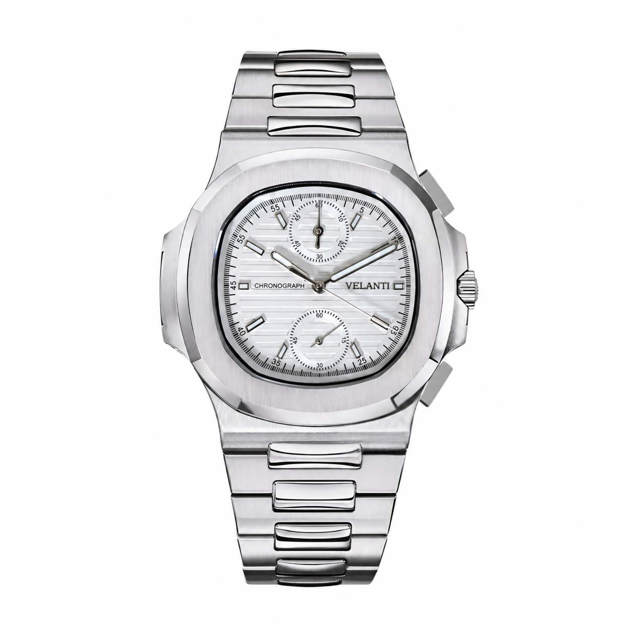 Nautilus-style mod watch White Chrono Velanti Milano Nautvel main product photo