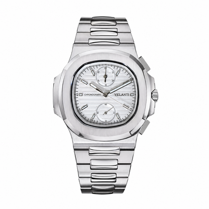 Nautilus-style mod watch White Chrono Velanti Milano Nautvel main product photo