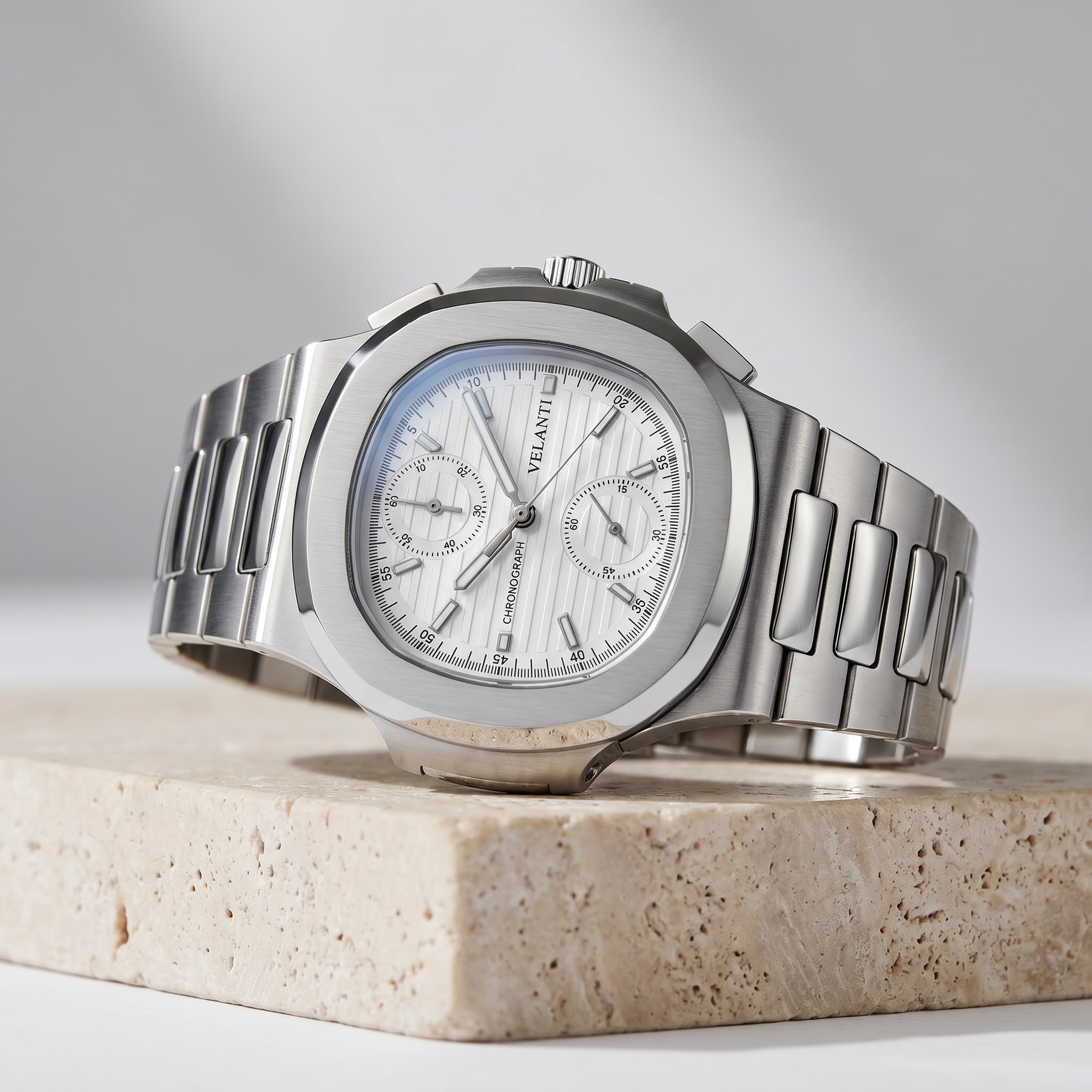 Nautilus-style mod watch White Chrono Velanti Milano Nautvel product photo 2