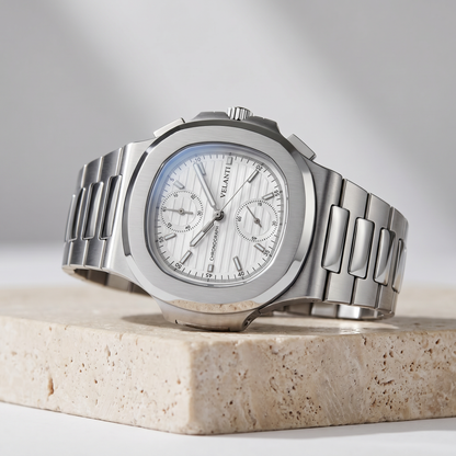 Nautilus-style mod watch White Chrono Velanti Milano Nautvel product photo 2