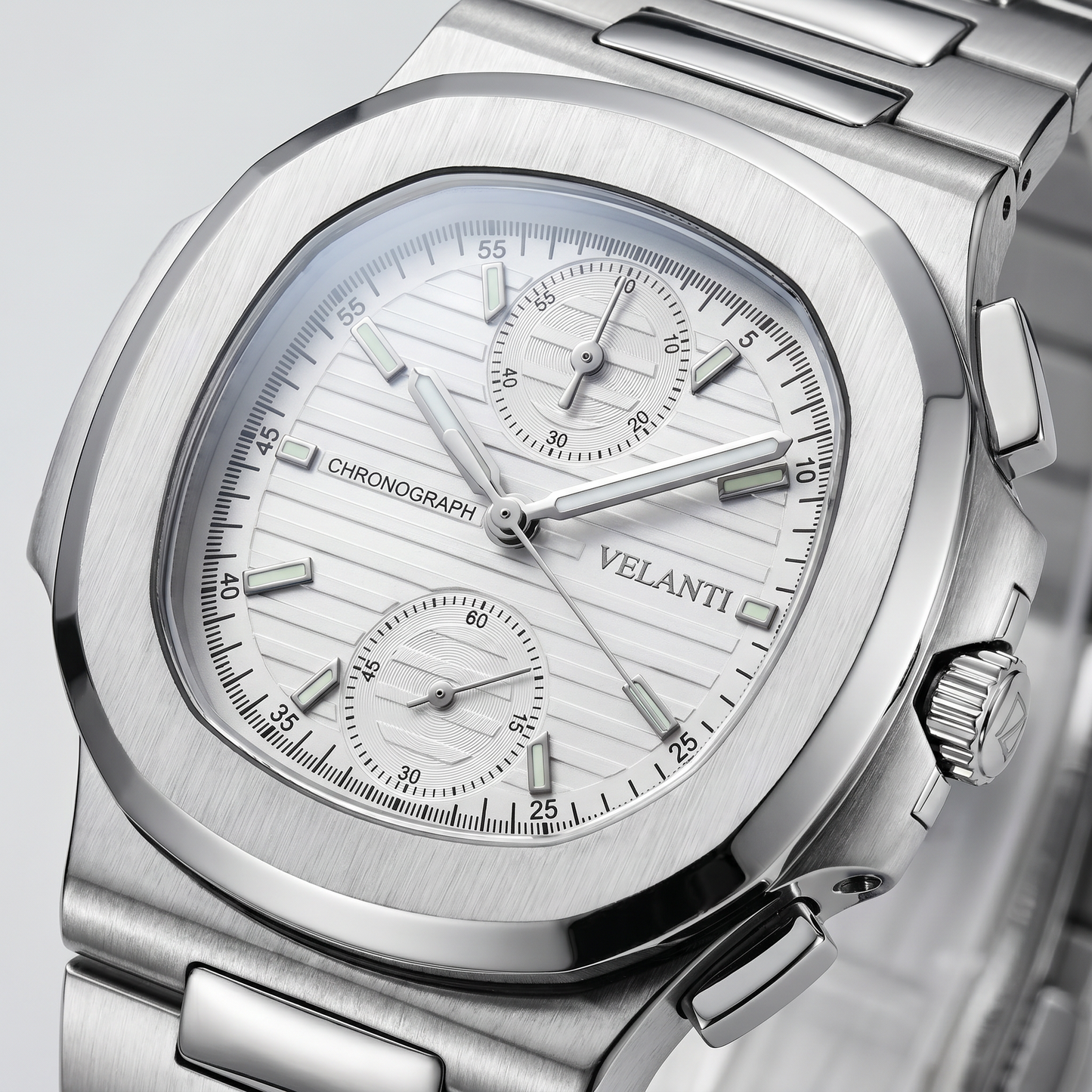 Nautilus-style mod watch White Chrono Velanti Milano Nautvel product photo 3