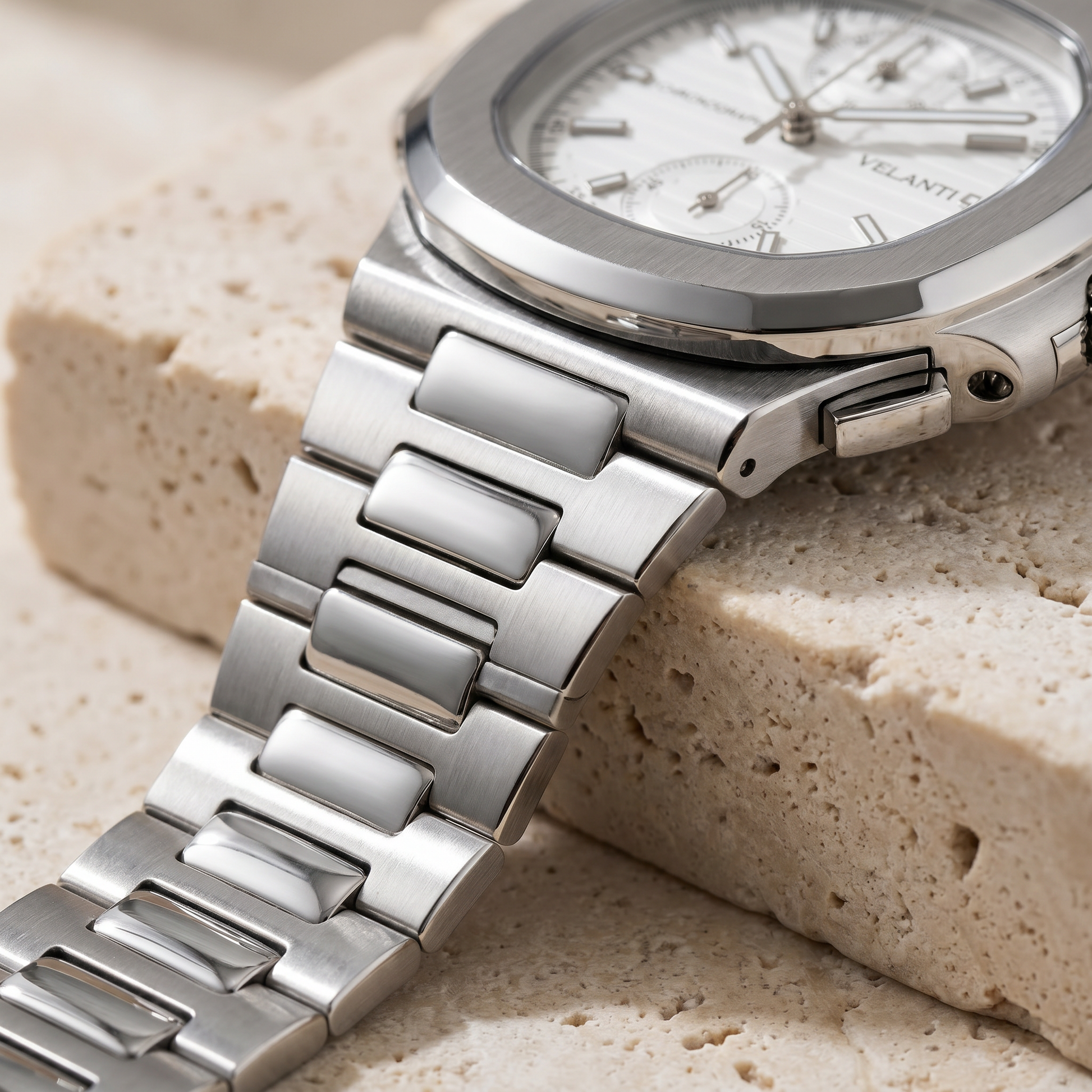 Nautilus-style mod watch White Chrono Velanti Milano Nautvel product photo 5