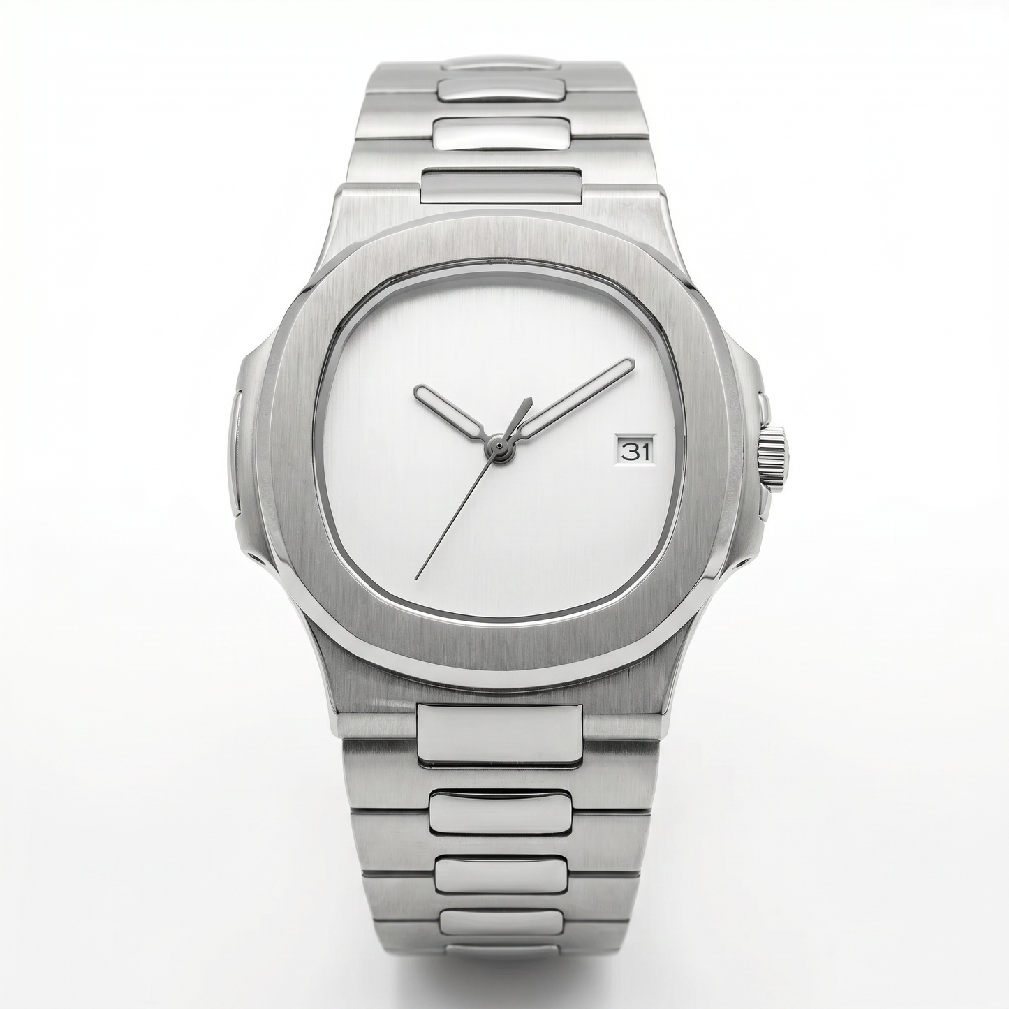 Nautilus-style mod watch Silver Minimalist Velanti Milano Nautvel main product photo