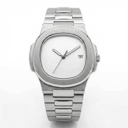 Nautilus-style mod watch Silver Minimalist Velanti Milano Nautvel main product photo