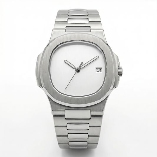 Nautilus-style mod watch Silver Minimalist Velanti Milano Nautvel main product photo