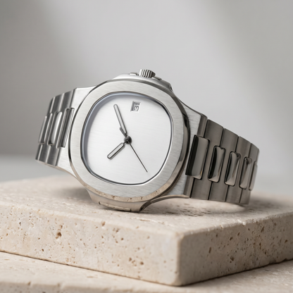 Nautilus-style mod watch Silver Minimalist Velanti Milano Nautvel product photo 2