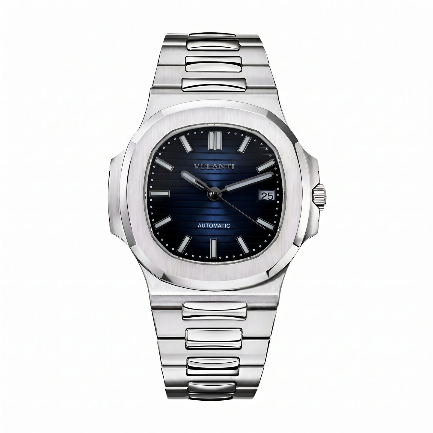 Nautilus-style custom mod watch, Velanti Milano Nautvel Royal Blue, main product photo