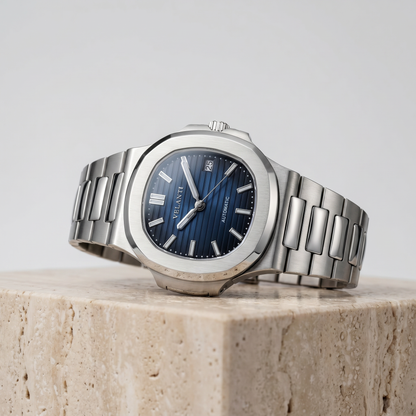 Nautilus-style custom mod watch, Velanti Milano Nautvel Royal Blue, product photo 2