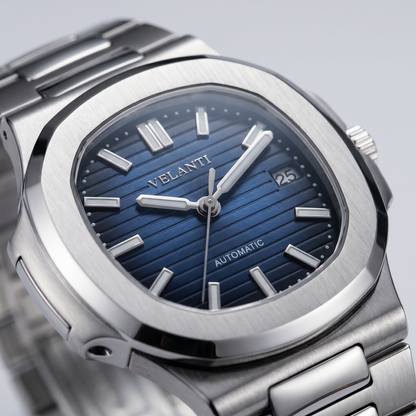 Nautilus-style custom mod watch, Velanti Milano Nautvel Royal Blue, product photo 3