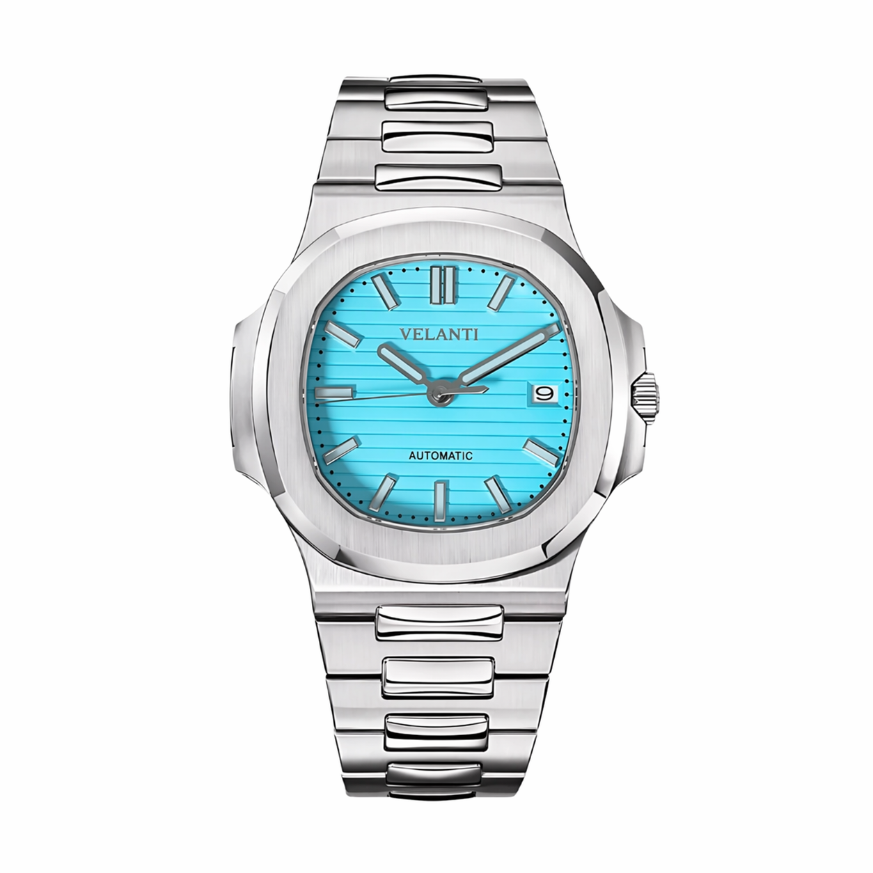Nautilus-style custom mod watch, Velanti Milano Nautvel Tiffany Blue, main product photo