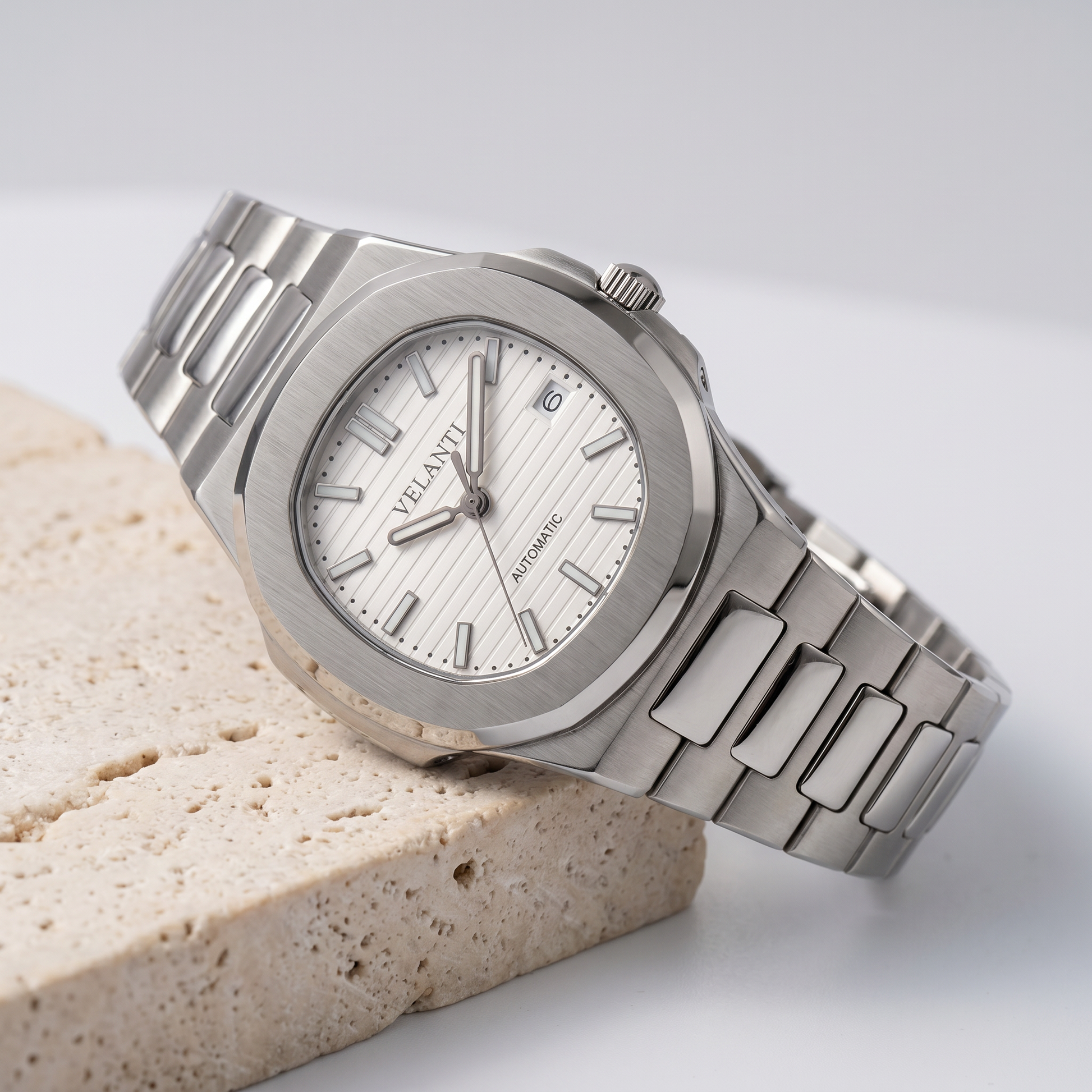 Nautilus-style mod watch White Velanti Milano Nautvel product photo 3