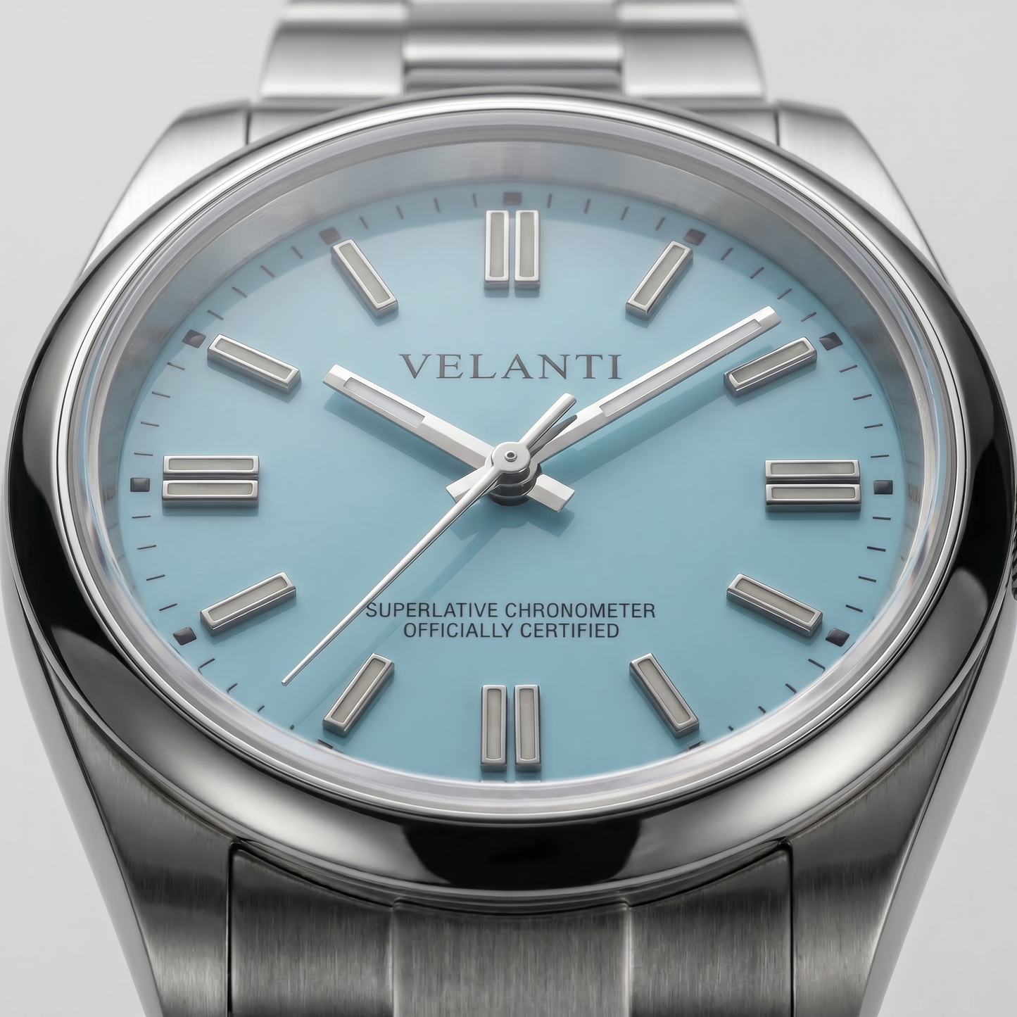 Explorer-style custom mod watch, Velanti Milano Oystvel Tiffany Blue, product photo 8