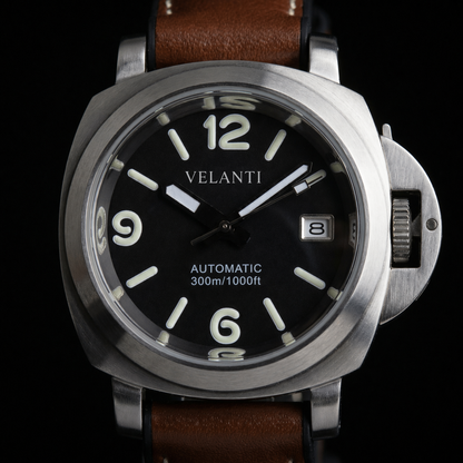 Panerai-style custom mod watch, Velanti Milano Panvel Brown Leather, product photo 5