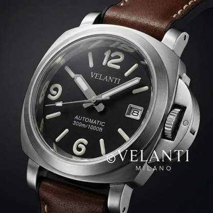 Panerai-style custom mod watch, Velanti Milano Panvel Brown Leather, product photo 6