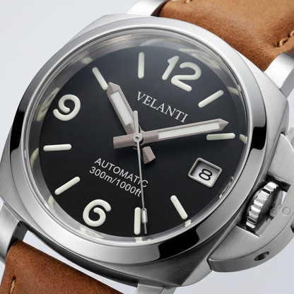 Panerai-style custom mod watch, Velanti Milano Panvel Sand Leather, product photo 3