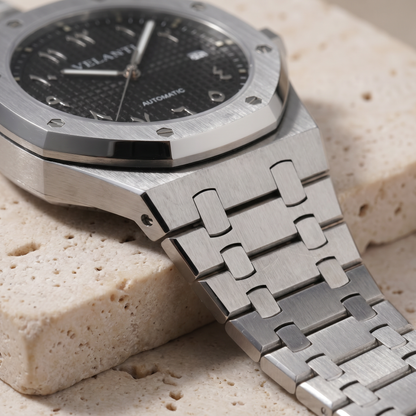 Royal Oak-style custom mod watch, Velanti Milano Royal Veloak Arabic Black, product photo 3
